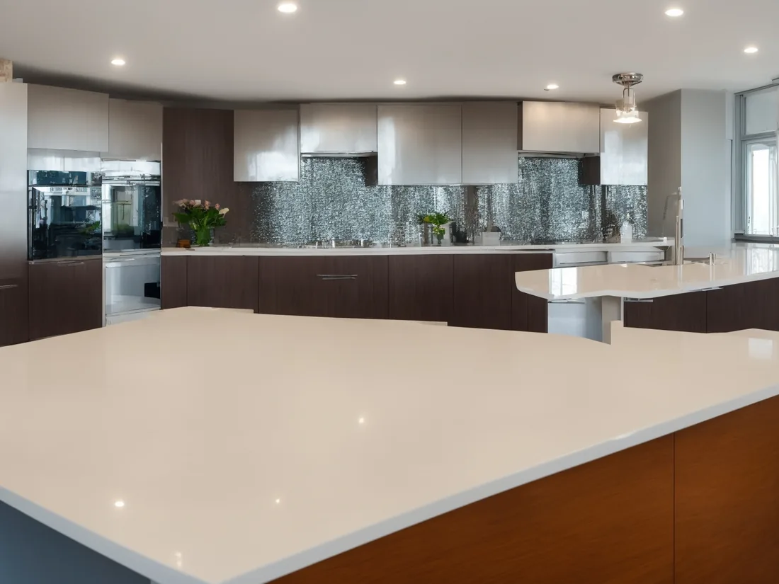 Spotless modern kitchen with polished counters, clean sink area, and bright natural light